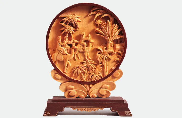 Pieza de China, relieve tallado de los reyes magos