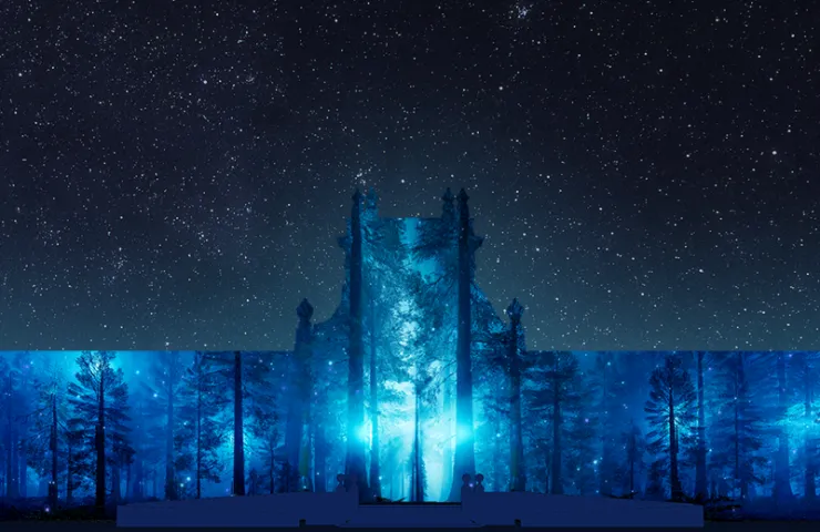 proyección sobre fachada de patio central de conde Duque